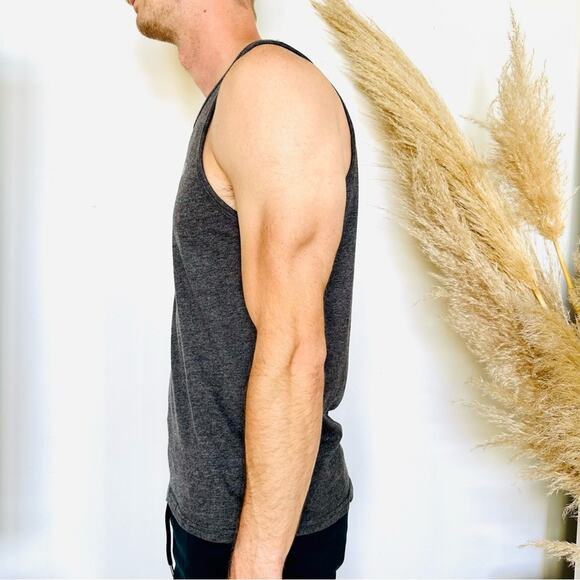 MENS VOLCOM Dark Heather Grey Gray Sleeveless Tank Top Relaxed Tee Shirt M - Picture 3 of 10